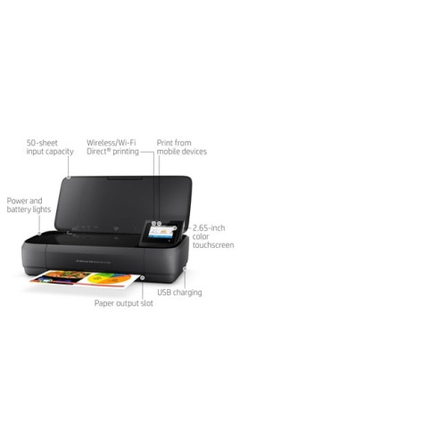 HP OfficeJet 250 Mobile All-in-One Printer Inkjet Colour MFP A4 10 ppm USB Wi-Fi Bluetooth