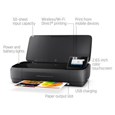 HP OfficeJet 250 Mobile All-in-One Printer Inkjet Colour MFP A4 10 ppm USB Wi-Fi Bluetooth